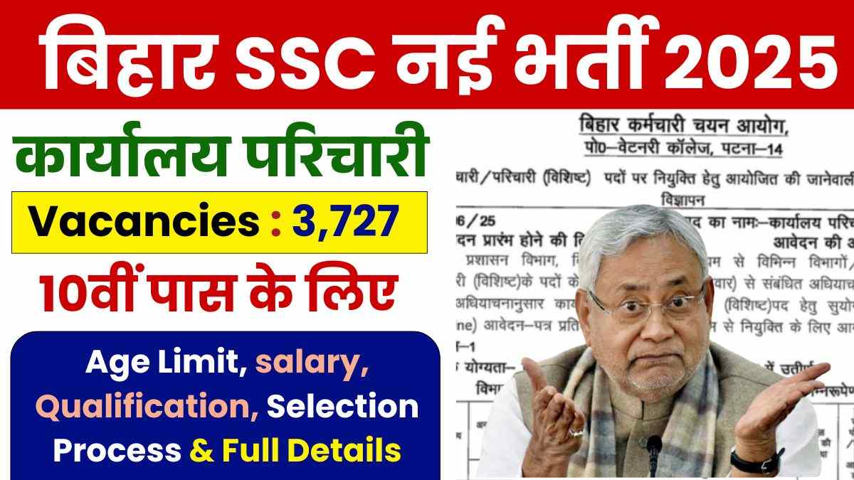 BSSC Office Attendant Vacancy 2025 –